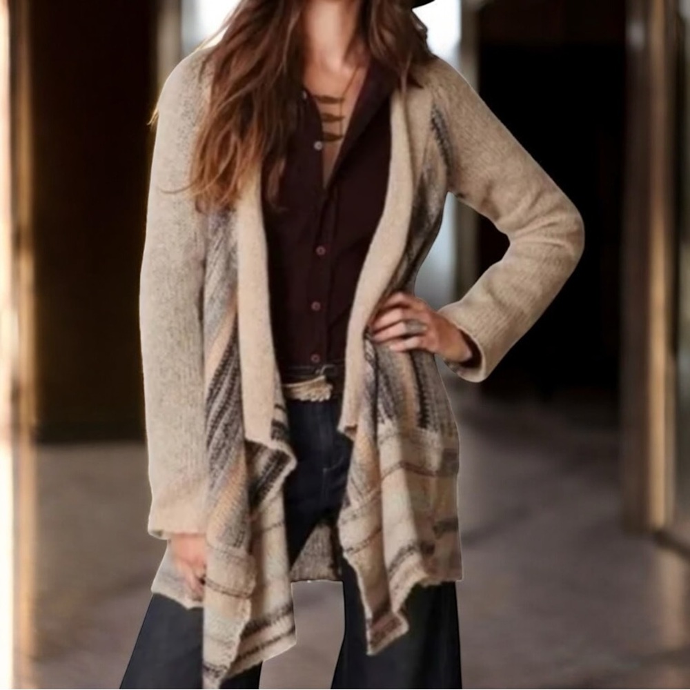 Love Stitch Cascading Waterfall Open Front Cardigan Sweater Women's Size Medium